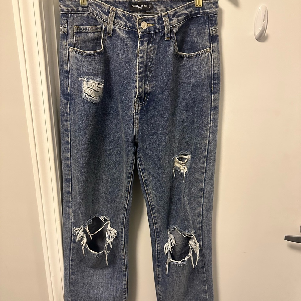 PRETTYLITTLETHING Tall Blue High Waisted Baggy Jeans